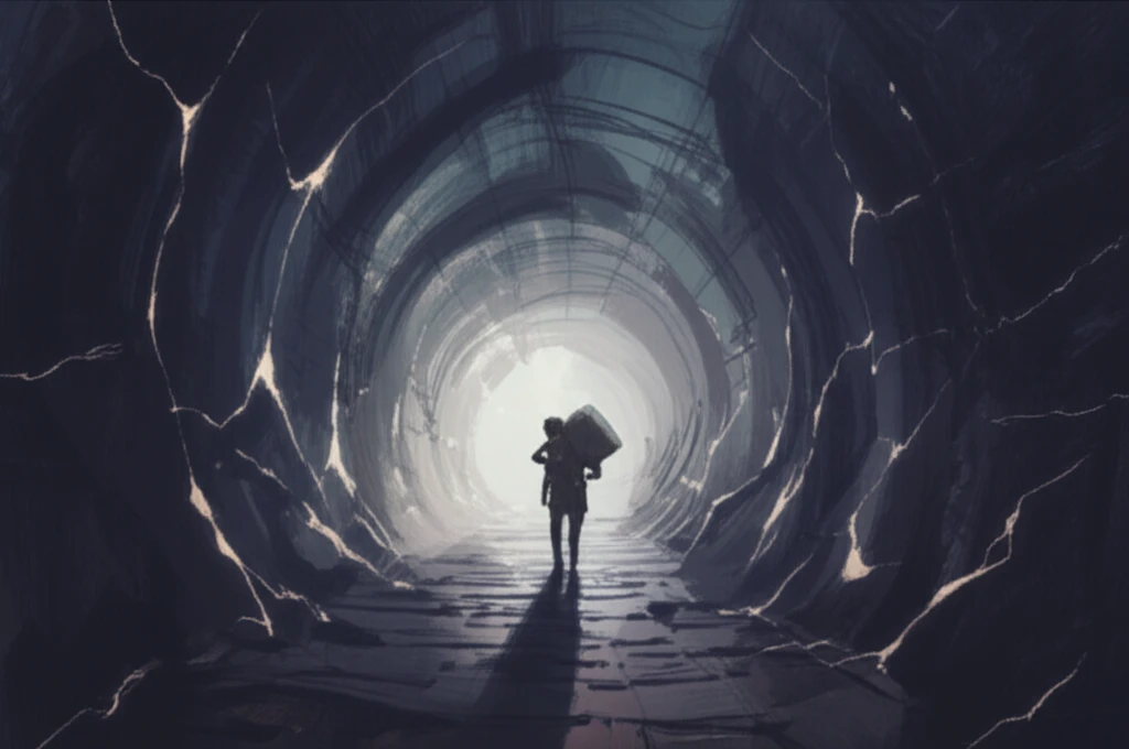 Illustration depicting a person walking through a symbolic tunnel, representing the journey of mental and physical health.