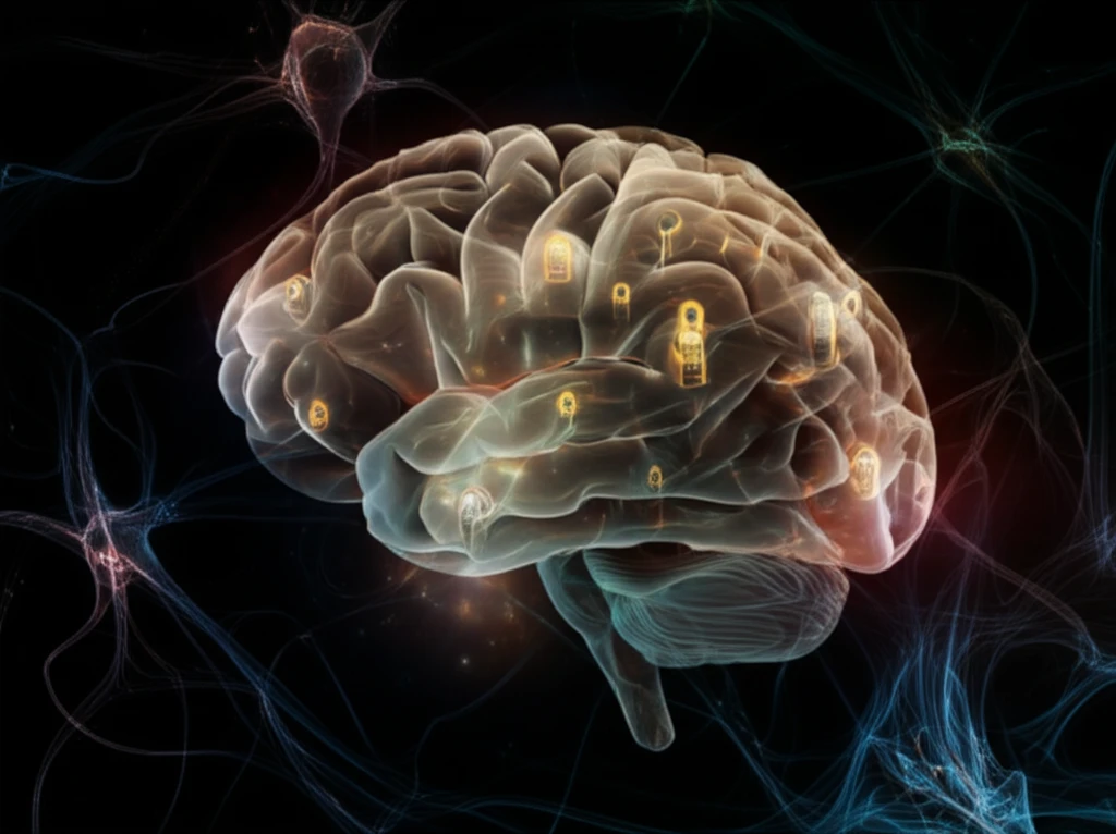 Digital illustration depicting the brain with keyhole-shaped NMDA receptors and glowing keys (allosteric modulators), showcasing the potential of precision mental health treatments.
