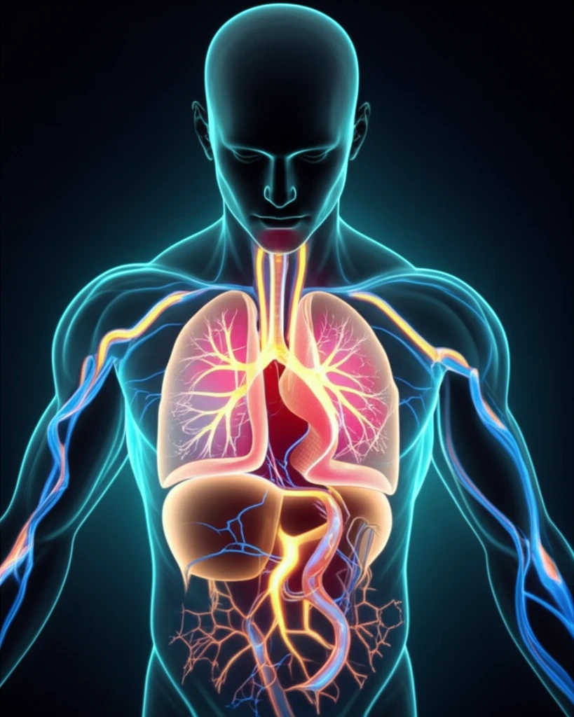 Illustration of a person with glowing lungs and electrical impulses, symbolizing TEDS therapy.