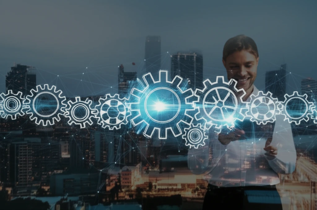 Illustration of an interconnected digital supply chain, highlighting efficiency and customer satisfaction