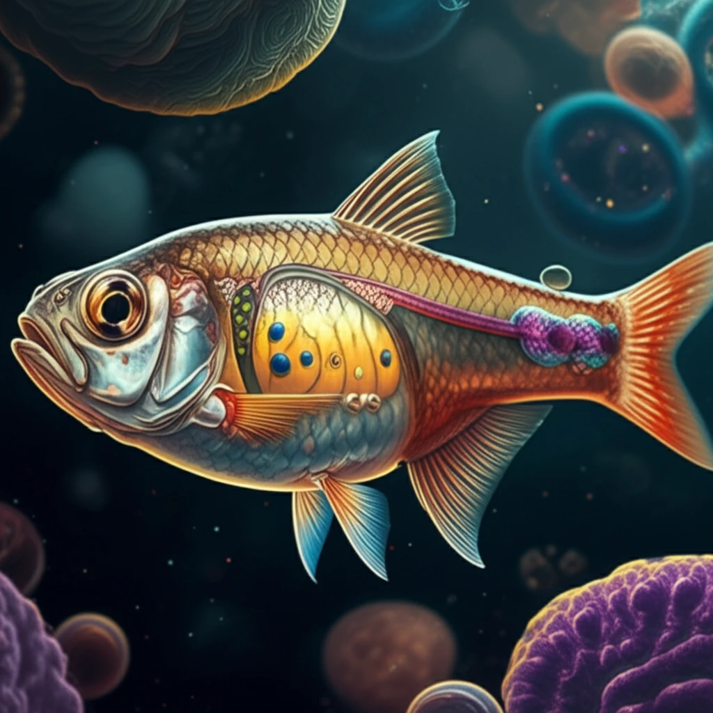 A detailed illustration of zebrafish gonad development, highlighting different cell stages.