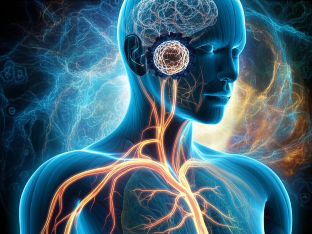 Illustration depicting the link between chronic inflammation and cancer, showing the body's defense mechanisms and the development of cancerous cells
