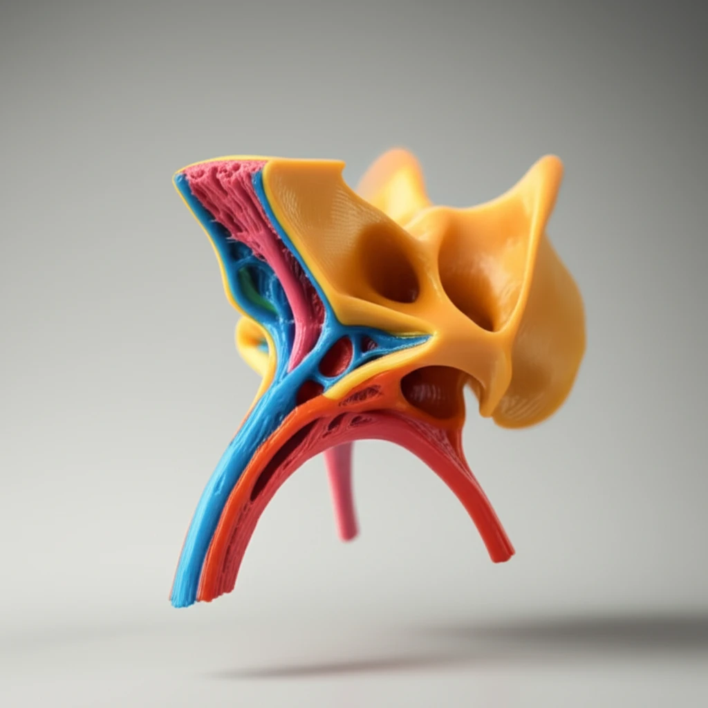 A 3D-printed model of the pterygopalatine fossa, highlighting its complex structure and educational value.