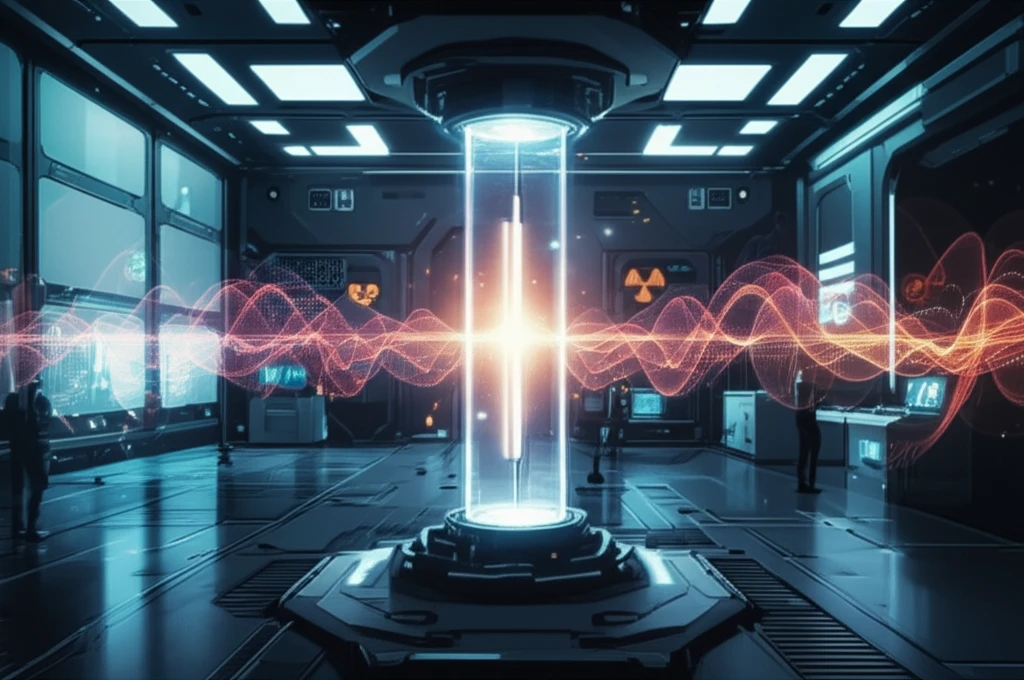 Illustration of a PIN diode in a futuristic laboratory, symbolizing advanced radiation measurement.