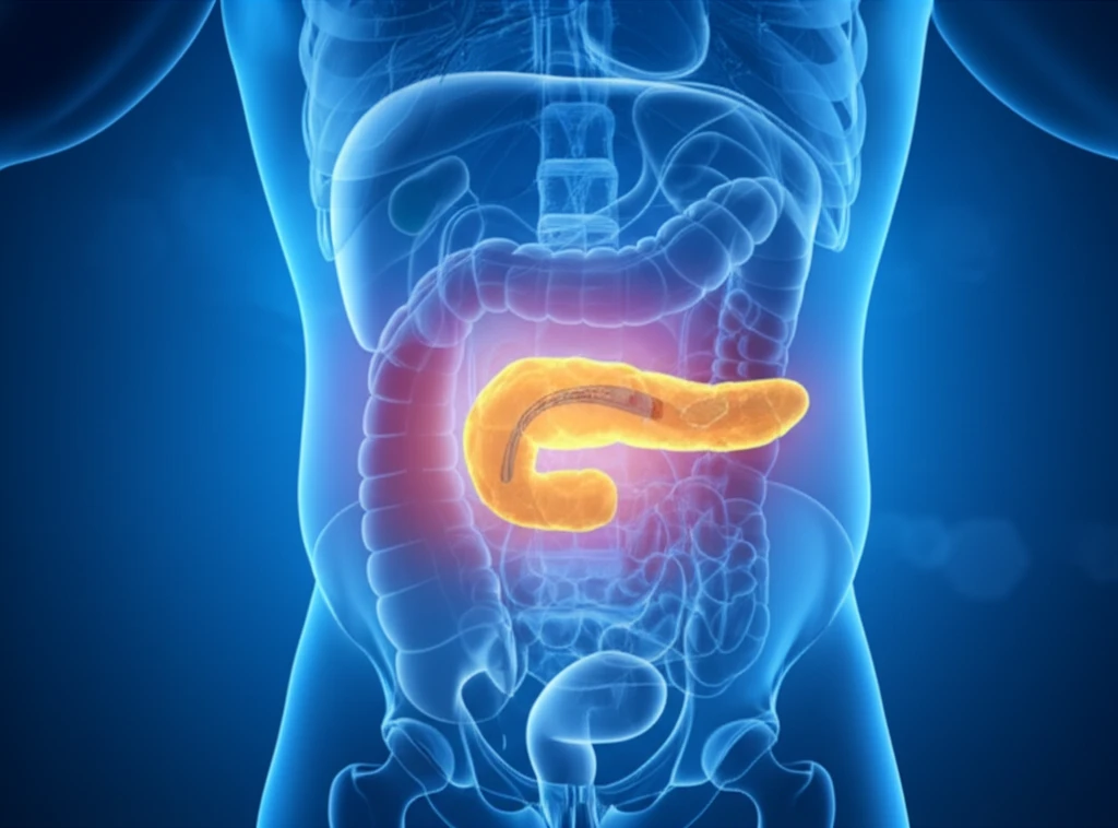 Illustration depicting pancreatic ascites and endoscopic stenting.
