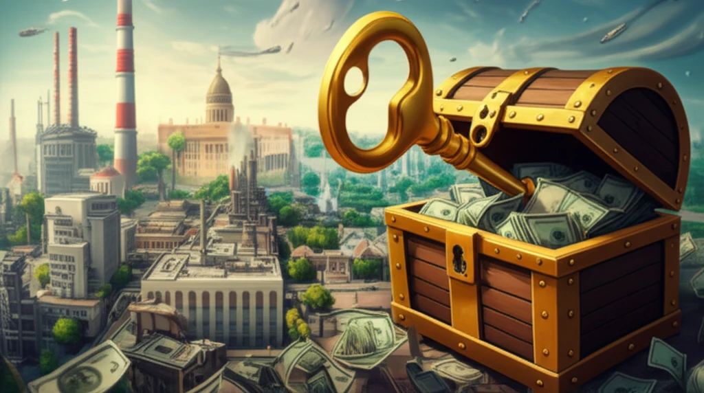 Illustration of a successful industrial town with government support
