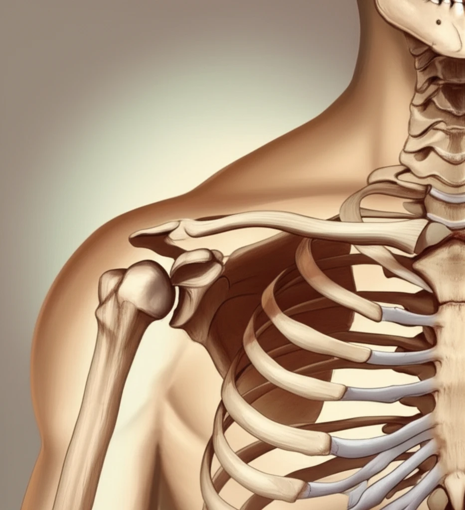Illustration of clavicle duplication showing a split or duplicated collarbone, showcasing the medical condition.
