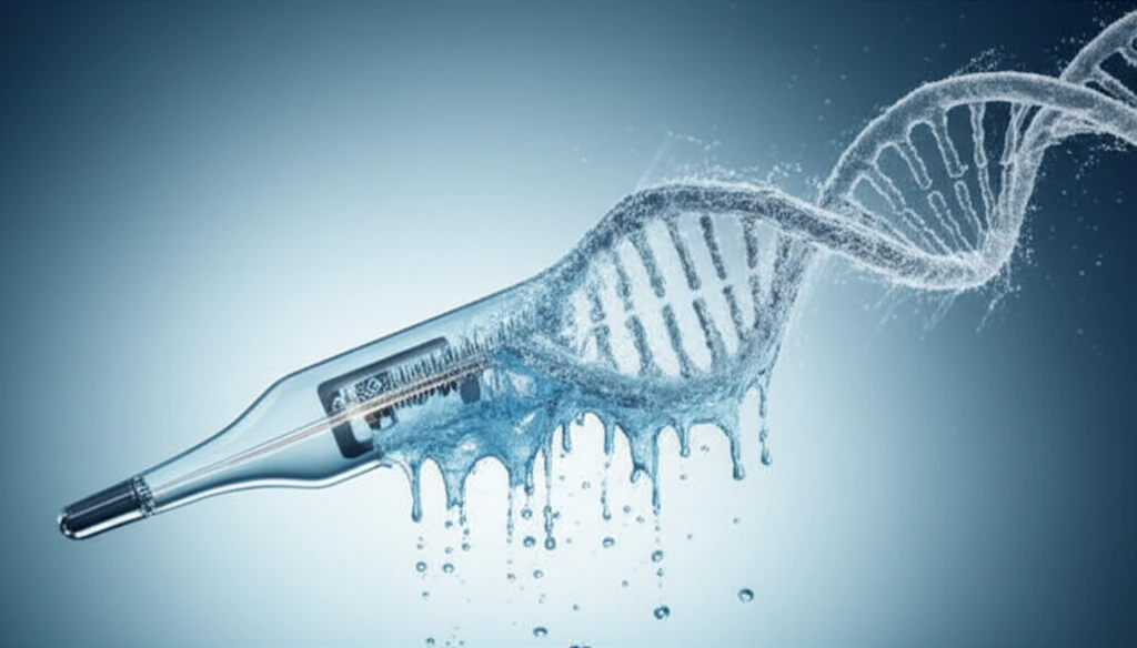 Digital illustration showing temperature affecting DNA stability.