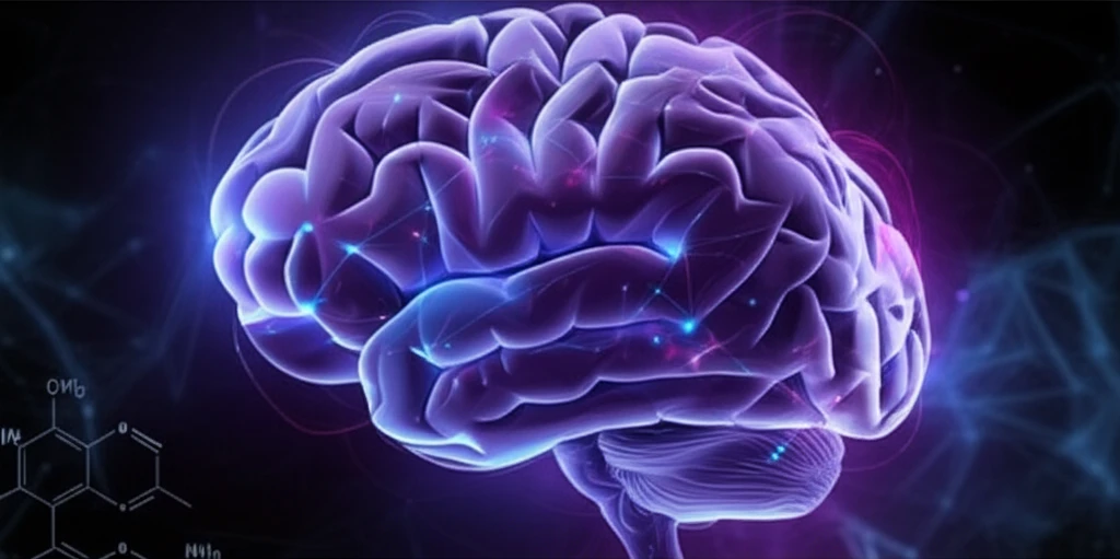 Brain with glowing pathways, symbolizing brain connectivity in Parkinson's disease research.