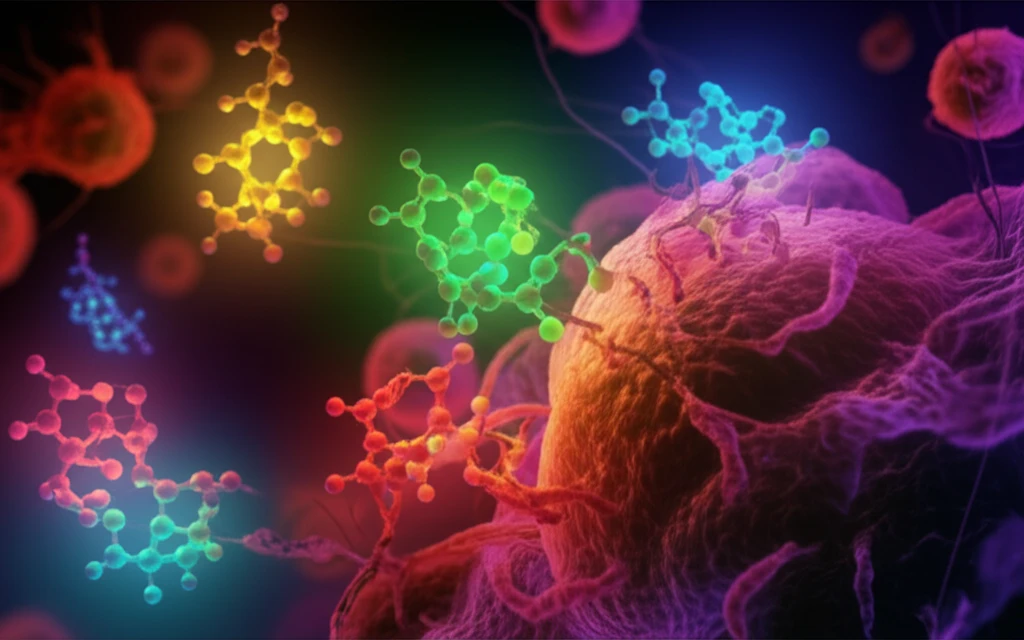 Cryptotanshinone molecules attacking colon cancer cells