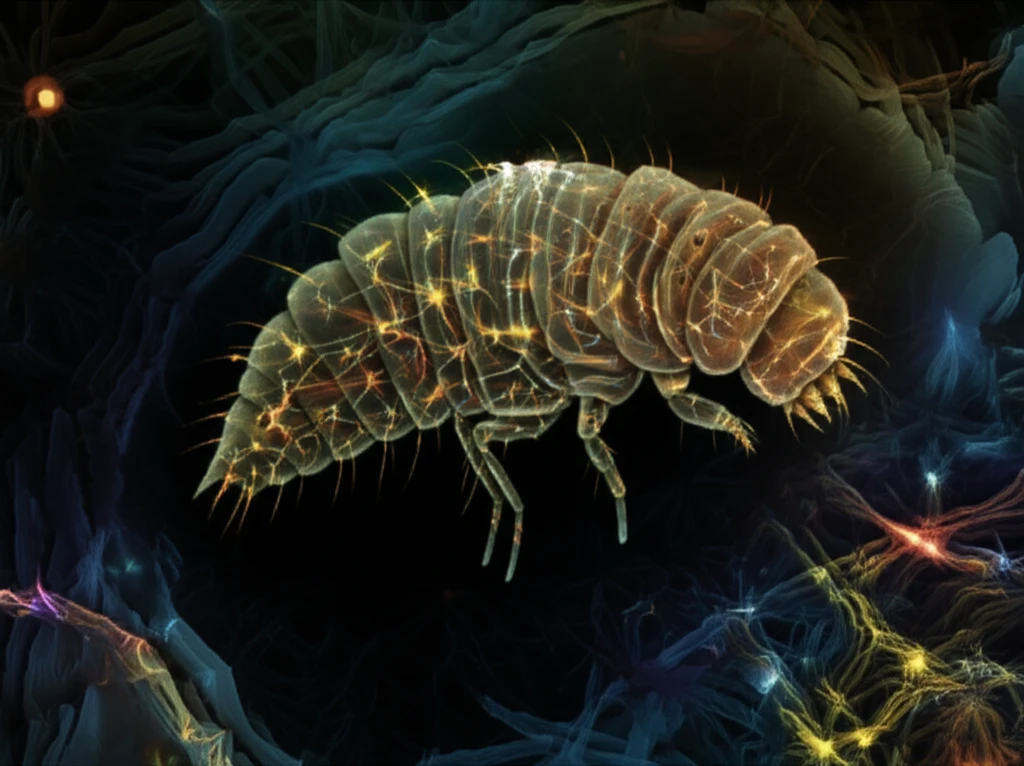 Drosophila larva with glowing, intricate neurons