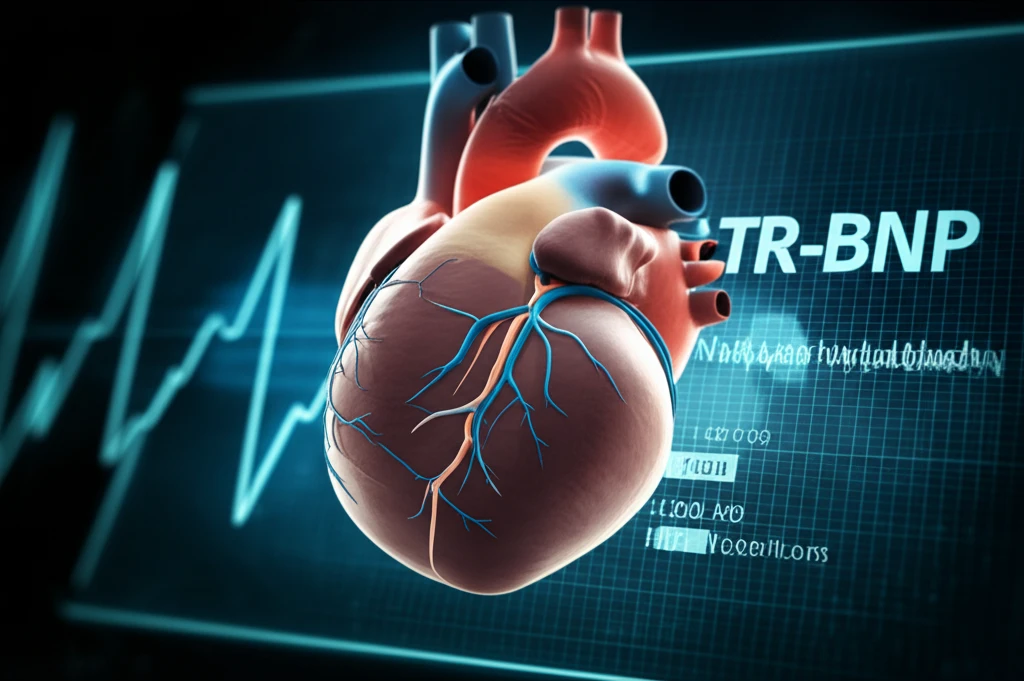 Heart with atrial fibrillation pattern and NT-proBNP biomarker display