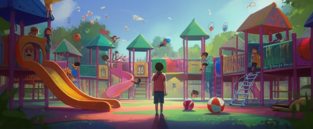 A child stands alone in a vibrant playground, symbolizing social withdrawal and the complex emotions behind it.