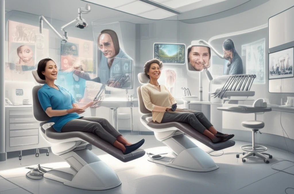 Futuristic dental office with advanced technology.