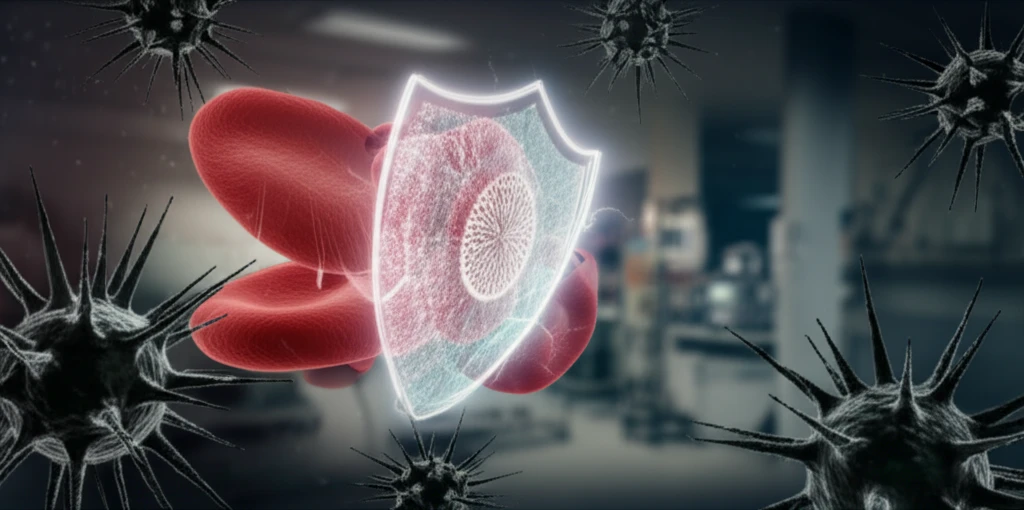 Blood cell defending against Pseudomonas aeruginosa