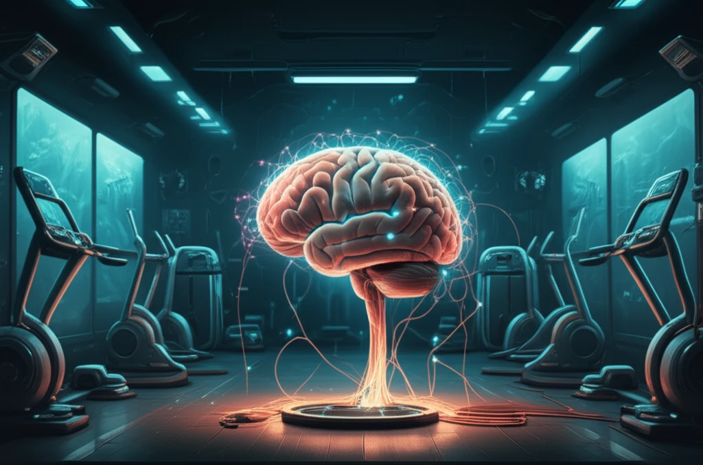 Brain training with neurofeedback: Glowing connections symbolize enhanced cognitive function.