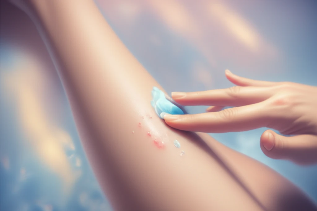 Topical cream application on skin lesion