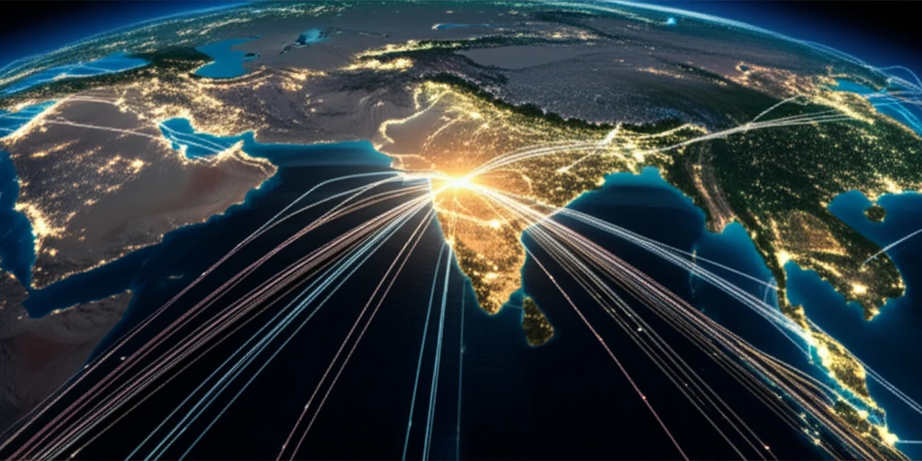 Network of interconnected cities symbolizing FDI flows in South Asia