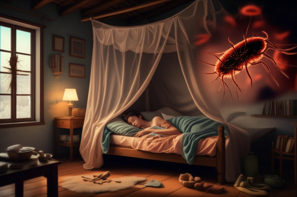 Protective mosquito net symbolizing Chagas disease prevention in a rural setting.