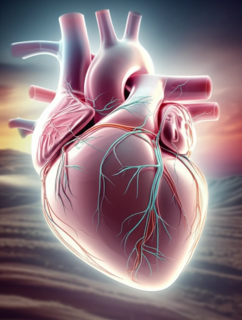 Illustration of a heart with interconnected pathways, symbolizing systemic right ventricle and hope for long-term heart health.