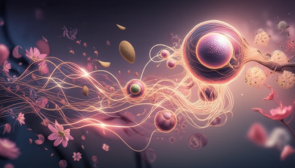 Illustration of the IGF1R/PI3K cellular pathway leading to healthy ovarian follicles.