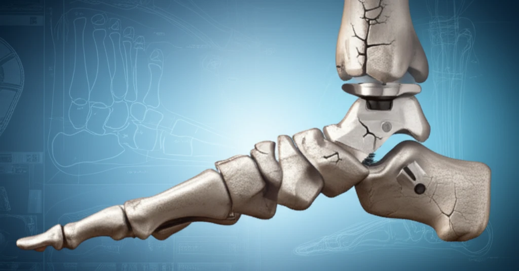 Illustration of a worn ankle replacement
