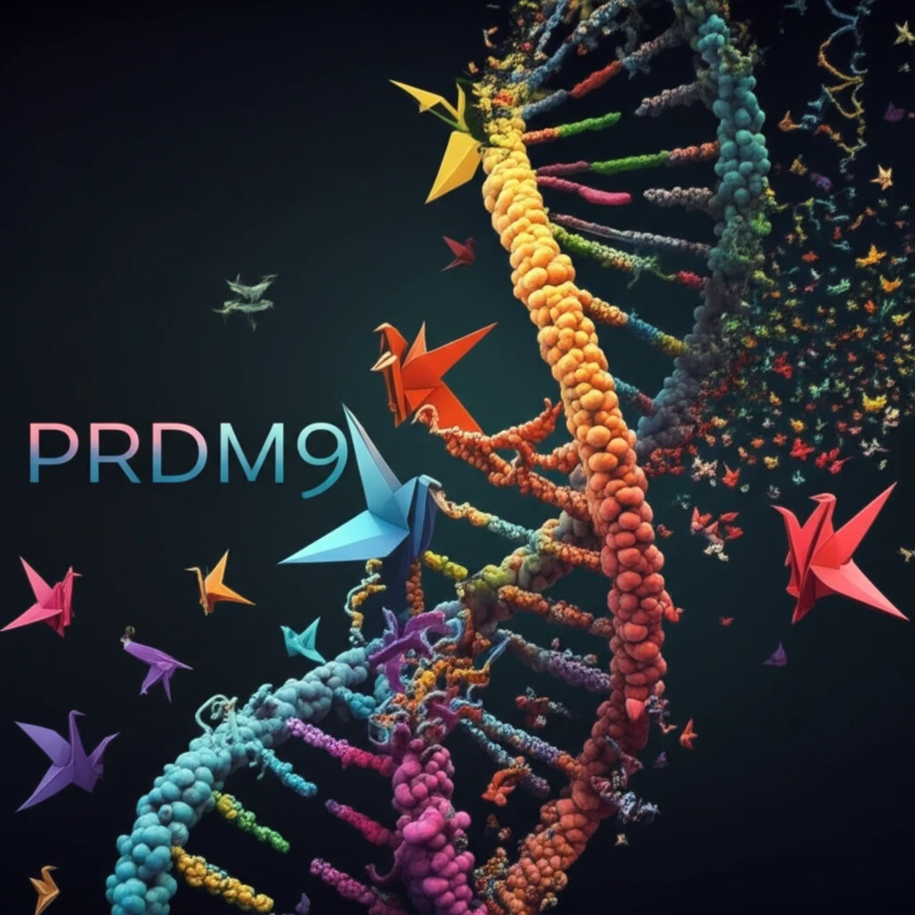 DNA transforming into origami birds, symbolizing genetic diversity and speciation.