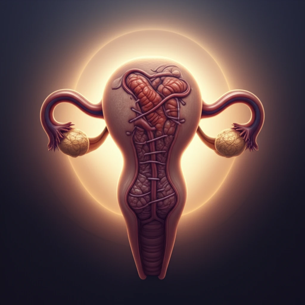 Illustration of surgical interventions for postpartum hemorrhage, highlighting protection and healing with intertwined sutures around a stylized uterus.