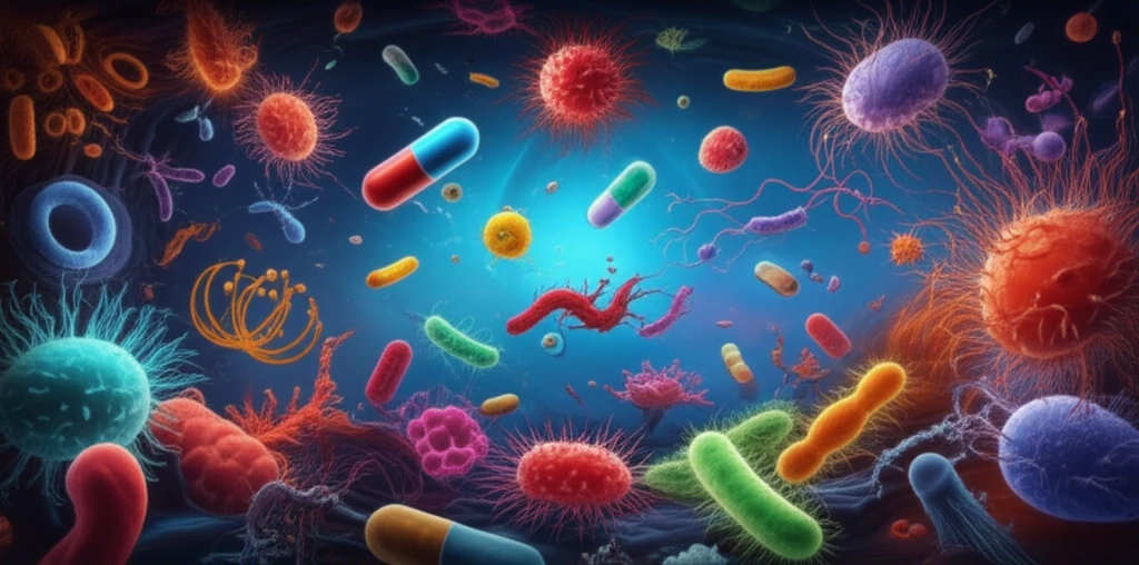 Surreal illustration of a disrupted microbiome.