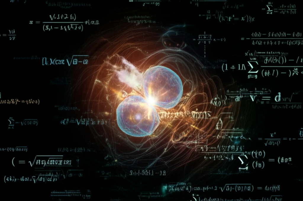 Surreal illustration of cell division intertwined with mathematical equations.