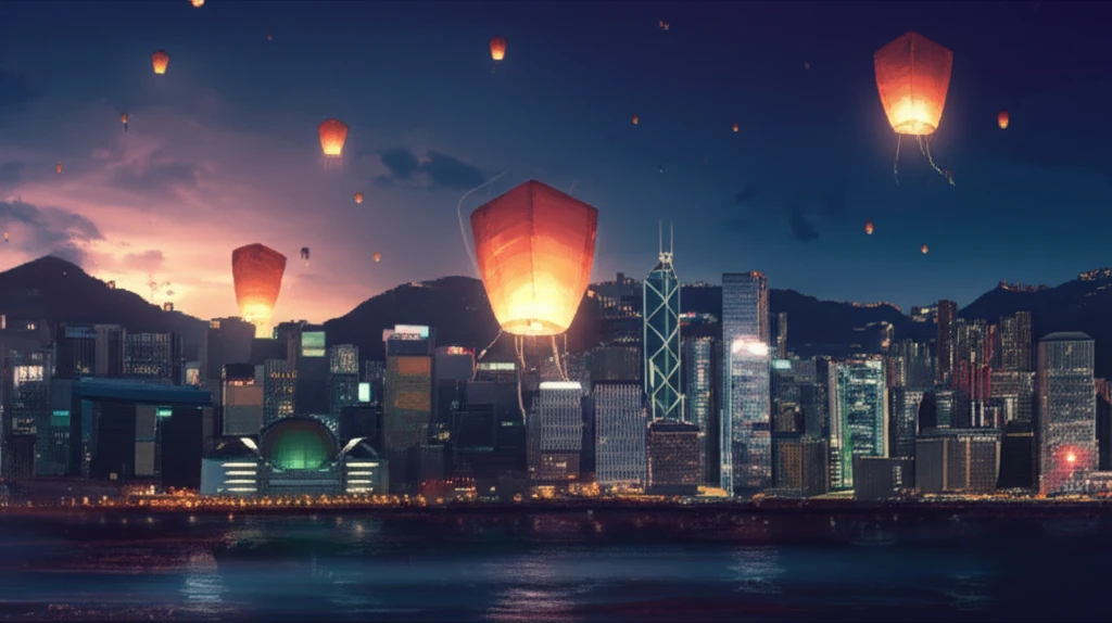 Hong Kong cityscape with floating PD bags symbolizing hope and life-sustaining treatment.