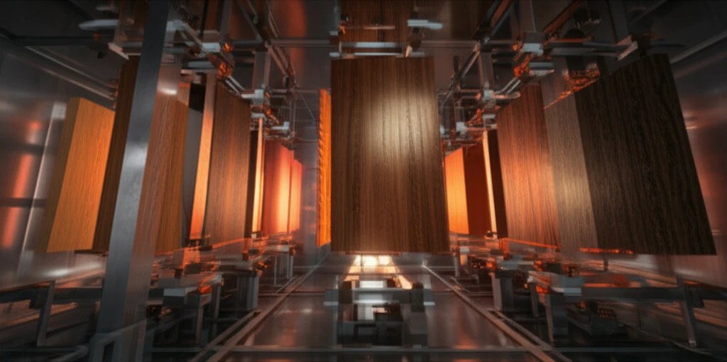 Heat-treated wood samples in a controlled environment.