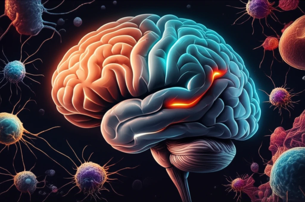 MRI scan highlighting areas of brain damage.
