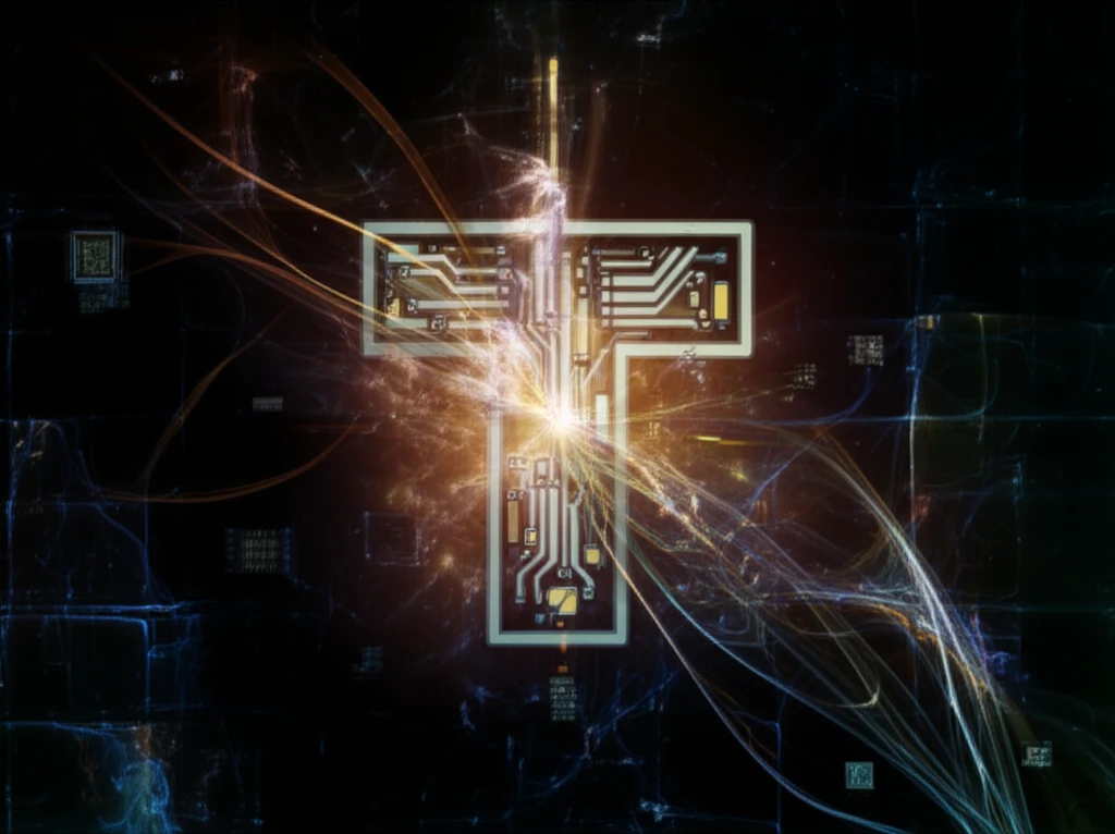 Surreal illustration of a T-shaped circuit among electrical components.