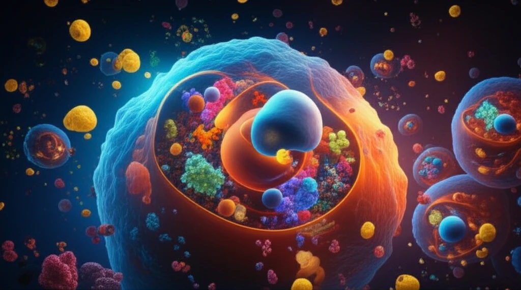 Cellular regulation and stress response with proteins moving in and out of nucleus.