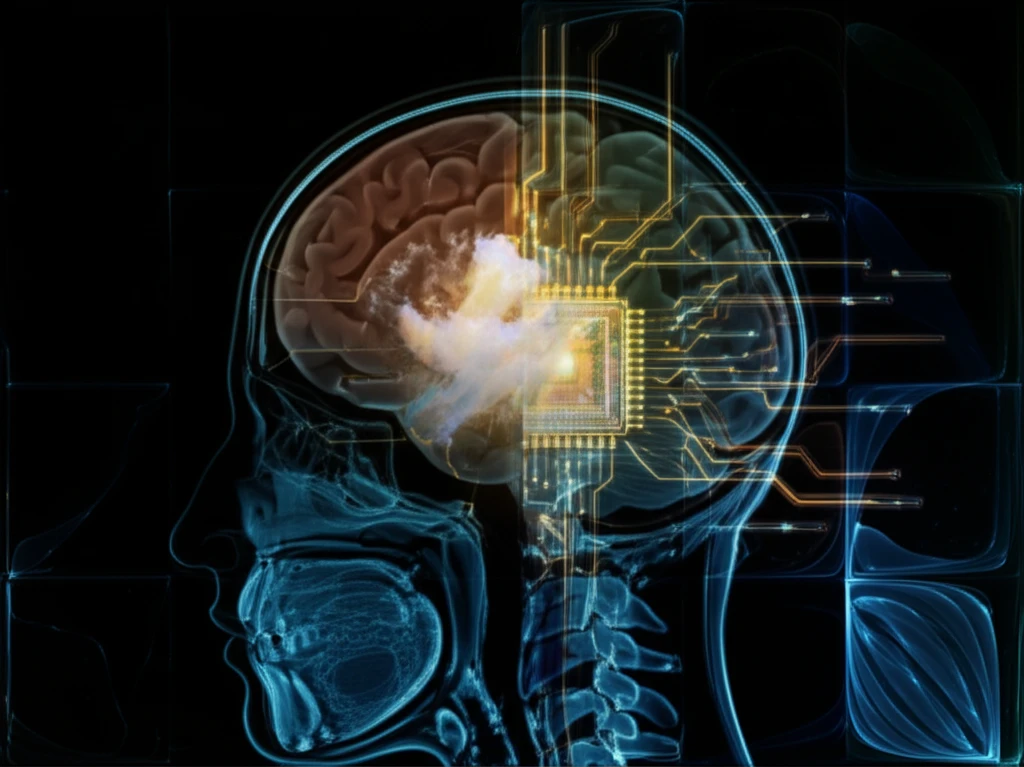 AI brain scan merging with AI circuitry.