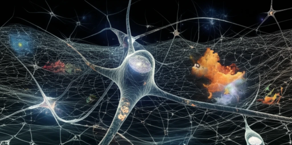 Neurons growing on a vitronectin scaffold after brain trauma.