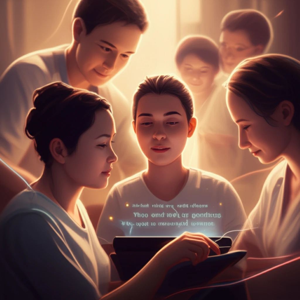 A person with ALS uses assistive technology to communicate with family.