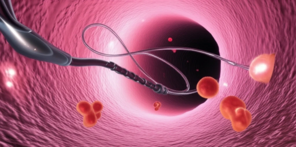 Illustration of a colonoscopy probe navigating a healthy colon.