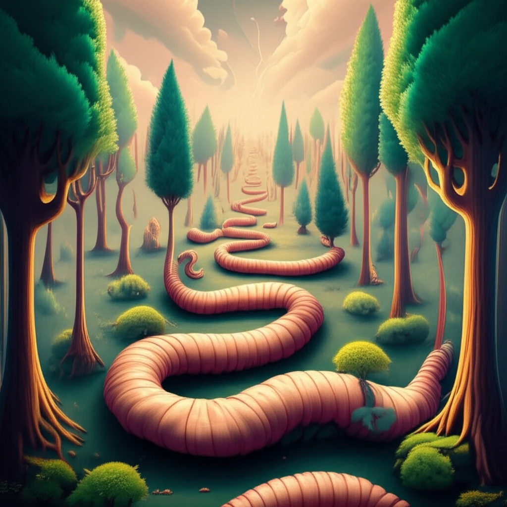 Surreal illustration of IBD impact on growth, showing a landscape with stunted and healthy trees representing potential for growth.