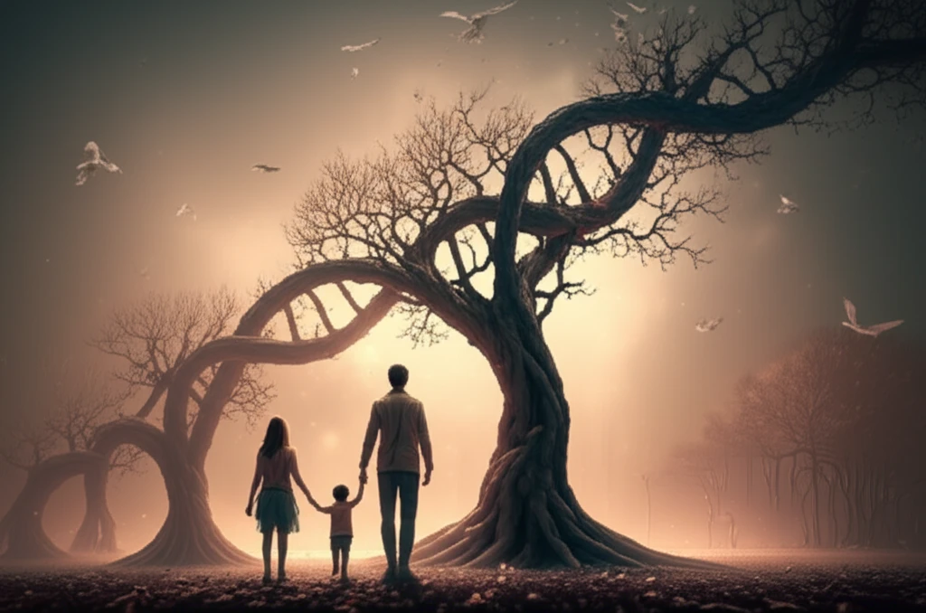 Family tree DNA helix symbolizing health history.