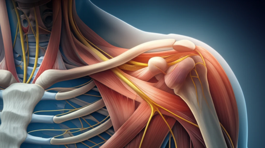 Interconnected pathways representing the complex origins of shoulder pain.