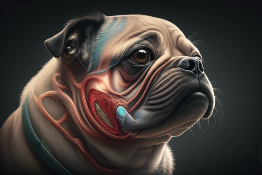 Illustration of brachycephalic dog airway