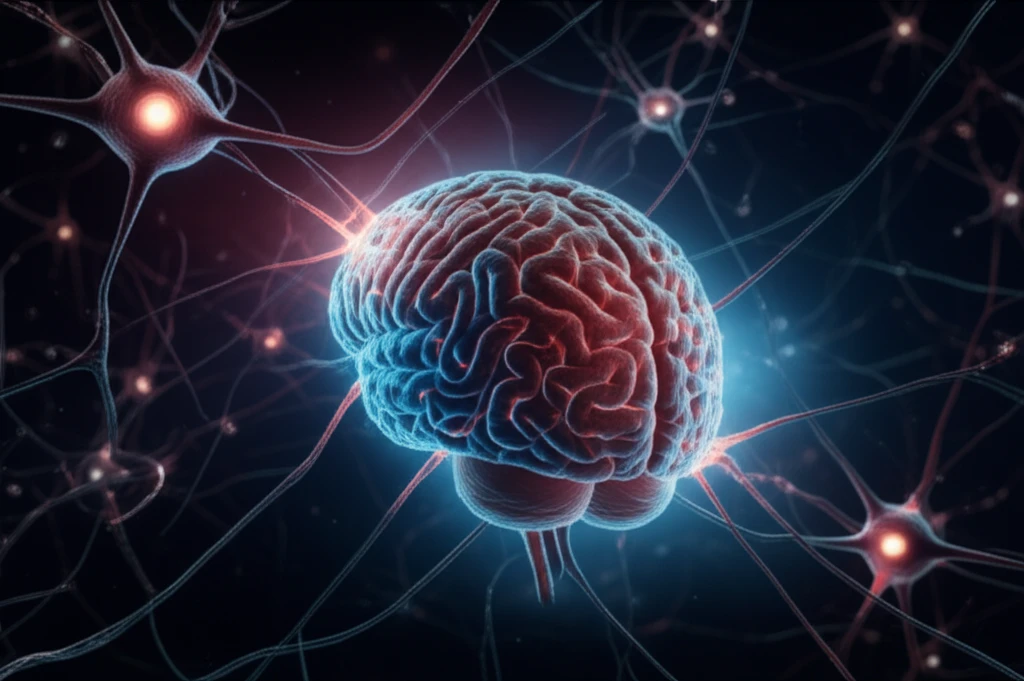 Surreal illustration of neurons intertwined with cholesterol, representing the connection between cholesterol metabolism and brain health in Parkinson's disease.