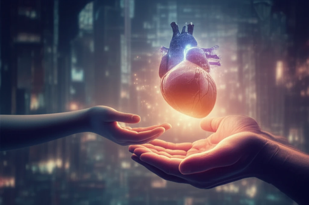 Symbolic image of a young heart being transferred to an adult, representing hope and expanded organ donation possibilities.