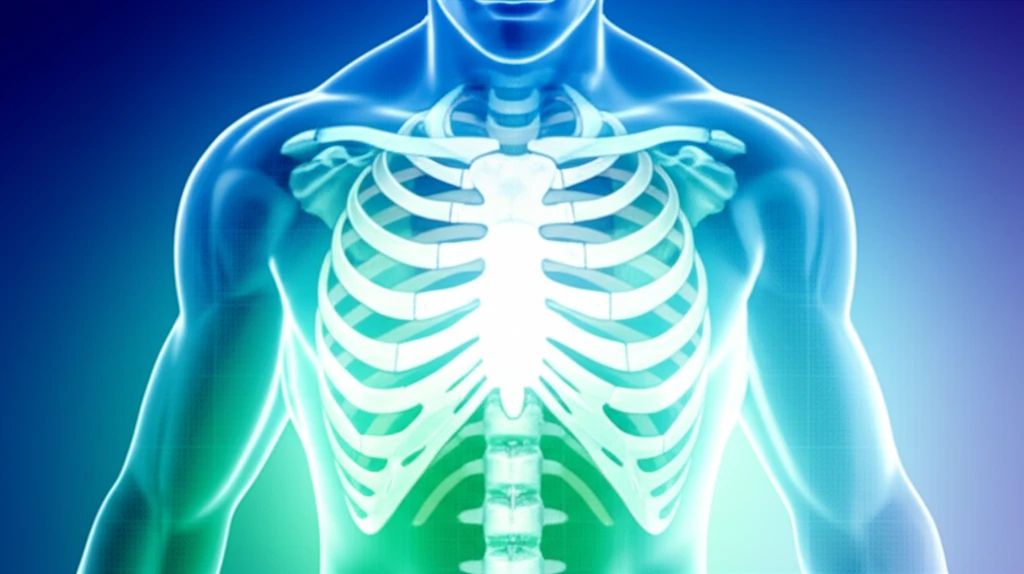 Digital illustration of a human torso with CT scan lines.