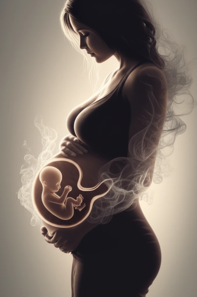 Illustration showing the connection between household air pollution and placental health during pregnancy.