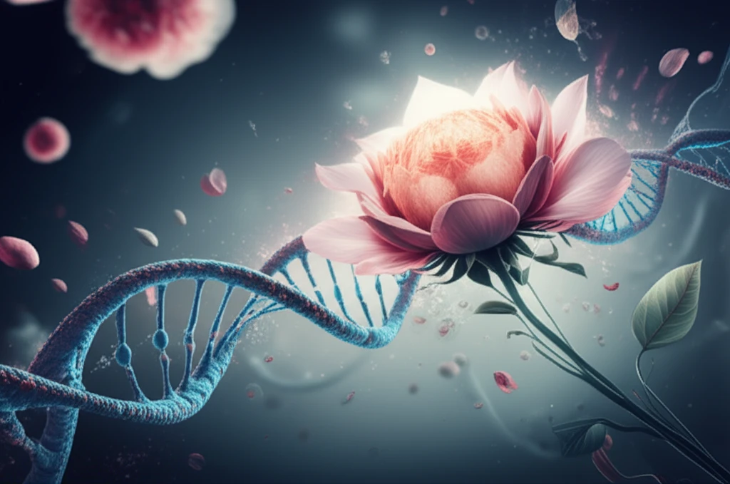 DNA strand and flower symbolizing ovarian cancer research breakthrough
