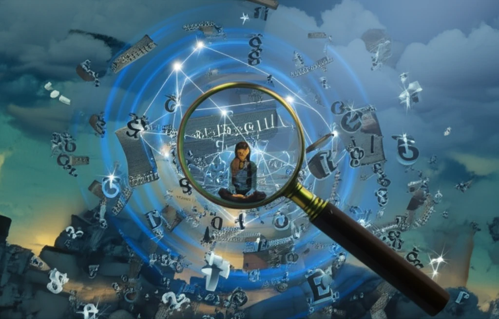 Abstract image of a student exploring grammar rules.