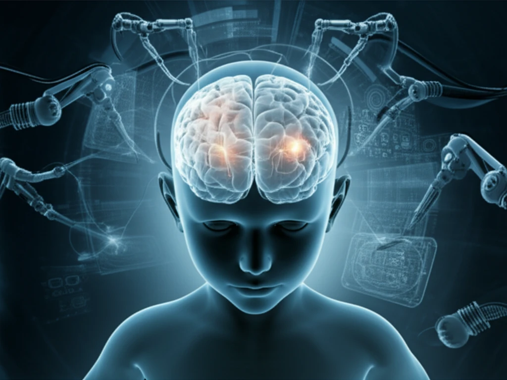 Child's brain with epilepsy foci being monitored
